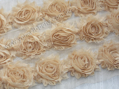 Шифоновые шебби-розы бежевые  диаметр 6 см