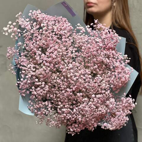 11 branches of pale pink gypsophila in a bouquet «Strawberry Meringue», Flowers: Gypsophila, 11 branches