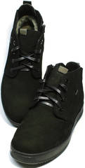 Модные кожаные ботинки черные на шнуровке мужские зимние Ikoc 1617-1 WBN.