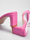 Босоножки кожаные розовые на среднем каблуке Love&Live фото 3
