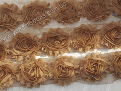 Шифоновые шебби-розы коричневые  диаметр 6 см