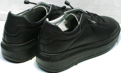 Кожаные женские кроссовки черного цвета Rozen M-520 All Black.