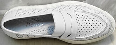 Пенни лоферы женские - белые кроссовки из натуральной кожи Derem 372-17 All White.