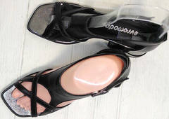 Открытые босоножки сандалии с тонкими ремешками женские Evromoda 166606 Black Leather.