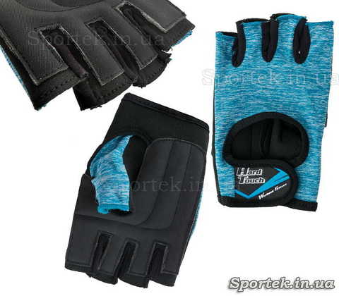 Перчатки HARD TOUCH c открытыми пальцами, размеры XS-L (FG-008) - голубые