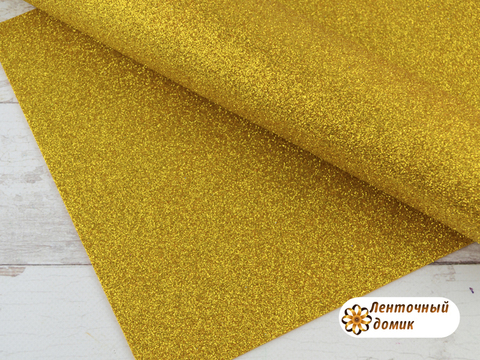 Фоамиран с блестками золотой 2мм