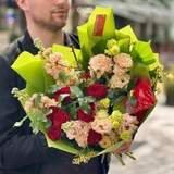Photo of Colorful bouquet with eustoma and spray roses «Bright day»