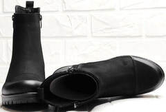 Черные ботильоны ботинки нубук женские Cut Shoes 470-42410-27 Black.