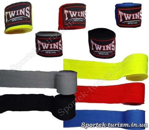 Еластичні бинти на зап'ястя для боксу Twins 5м (еластан)