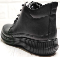 Осенние женские ботинки кеды черные Evromoda 535-2010 S.A. Black.