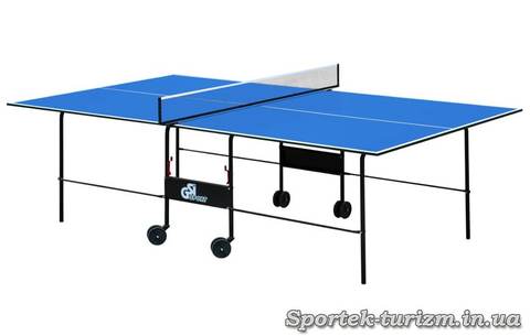 Складной теннисный стол для помещений на колесах (синий)