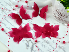 Заготовки для метеликів з блискучої органзи вишневі (на 2 метелика)