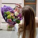 Photo of Colorful fluffy bouquet with hydrangea and lilac «Your Love»