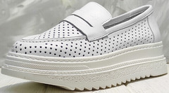 Женские туфли лоферы кроссовки на толстой подошве Derem 372-17 All White.