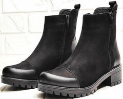 Осенние ботинки ботильоны женские на низком каблуке Cut Shoes 470-42410-27 Black.