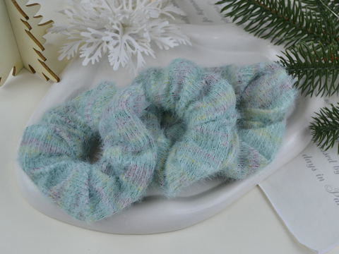 Резинки хутрові шиті зелений мультиколор