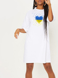Сукня-футболка біла з подовженим рукавом Шматочки кохання UA Love&Live фото 1