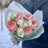 Photo of Fragrant bouquet of peony roses and freesias «Aromatic Juliet»