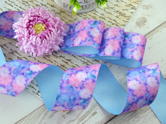 Стрічка сатин Корея Luxury Квітково-блакитна 40 мм