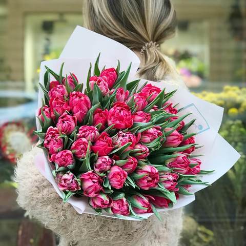 Photo of Bouquet of peony tulips «Panna Cotta»