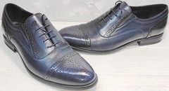 Классические мужские туфли натуральная кожа Ikoc 3805-4 Ash Blue Leather.