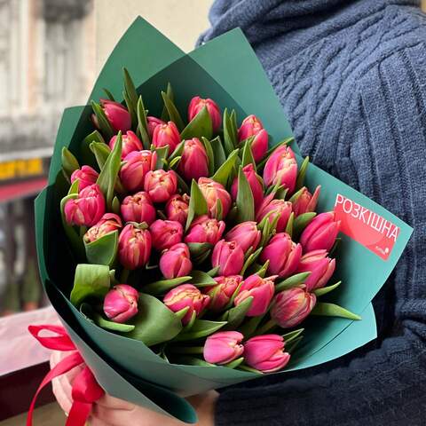 35 тюльпанов в букете «Крошка», Цветы: Тюльпан пионовидный