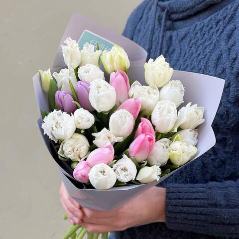 Букет «Пастельные тюльпаны», 31 тюльпан