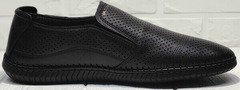 Летние слипоны туфли мужские кожаные деловой кэжуал Ridge Z-291-80 All Black.
