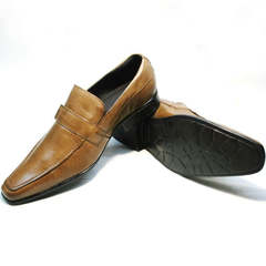 Мужские кожаные туфли на выпускной Mariner 12211 Light Brown