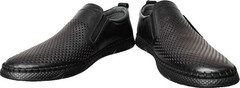 Мужские слипоны туфли с перфорацией Arsello 1822 Black Leather.