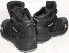 Черные кроссовки зимние мужские. Кожаные кроссовки с мехом. Высокие кроссовки Adidas Climacool Winter Black.