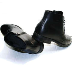Зимние ботинки мужские классические Ikoc 3640-1 Black Leather.