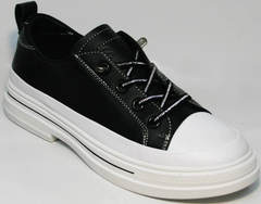 Модные летние туфли кроссовки для повседневной носки женские El Passo sy9002-2 Sport Black-White.
