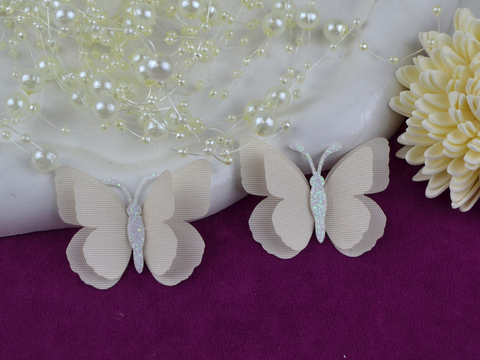 Двошарові Метелики з тканини вирізані кремові №60