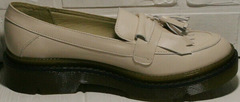 Осенние женские туфли кожаные женские Markos S-6 Light Beige.