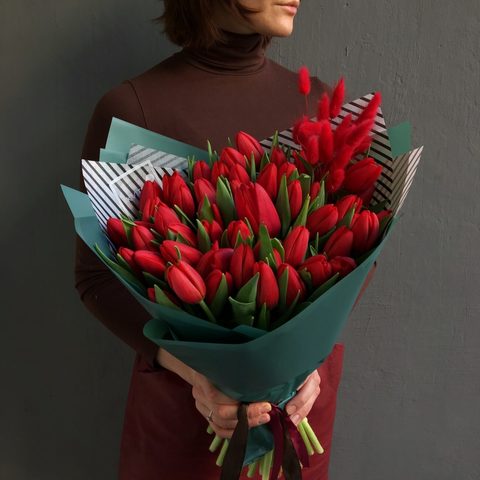 Photo of 51 red tulips