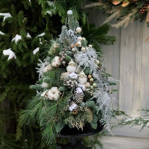 Christmas tree «Forest holiday», Flowers: Nobilis, Asparagus, Brunia