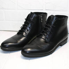Классические ботинки мужские зимние Ikoc 3640-1 Black Leather.