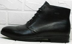 Кожаные ботинки зимние мужские черные Ikoc 3640-1 Black Leather.