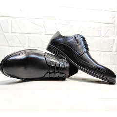 Классические туфли на шнуровке мужские koc 3416-1 Black Leather.
