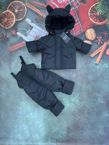 Комбінезон з курткою зимовий дитячий Look Вуханчик однотон чорний