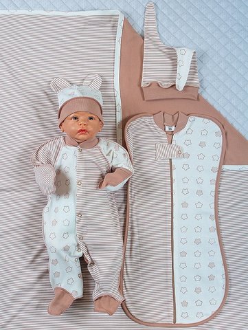 Набор одежды для новорожденного в роддом Звезды шоколад