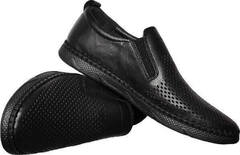 Спортивные туфли мокасины мужские лето Arsello 1822 Black Leather.