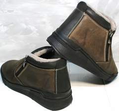 Молодежные зимние ботинки мужские Rifellini Rovigo 046 Brown Black