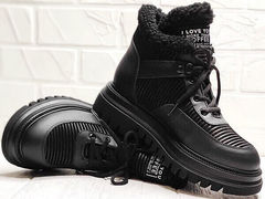 Черные высокие кроссовки ботинки женские осень Marani Magli 22-113-104 Black.