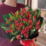 Photo of 29 premium tulips in a bouquet «Fiery Lava»