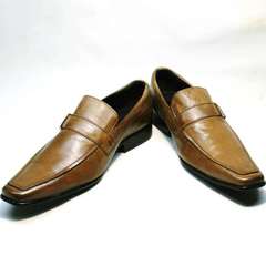 Строгие мужские туфли с квадратным носом Mariner 12211 Light Brown.