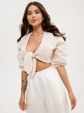 Топ-сорочка бежева в білу смужку із зав'язкою на грудях Katarina Ivanenko фото 1