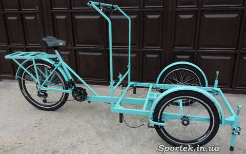 Трехколесный велосипед с передней платформой для уличной торговли 'Кофейный' (голубой)