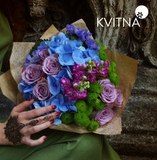 Photo of Bouquet «Colors» with blue Scabiosa